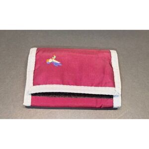 Vintage Swank Burgundy Nylon Trifold Wallet Embroidered‎ Mallard Duck